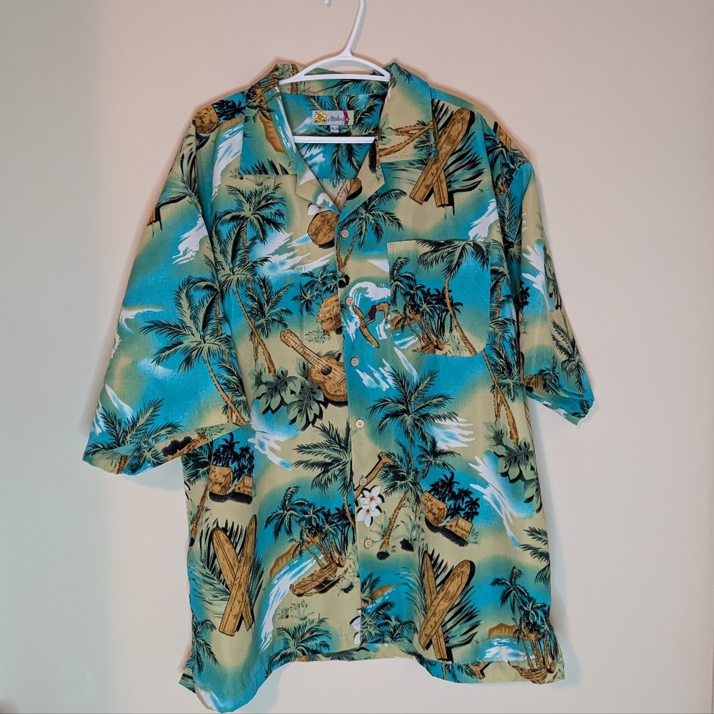 Aloha Joe, Men's Palm Tree Print Casual Shirt, Size XX-LARGE